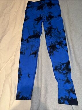 Blue and black Tie-Dye Active Leggings